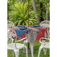 thumbnail image 4 of Round Outdoor Tablecloth With Umbrella Hole And Zipper– Vintage Merry Christmas Waterproof Patio Table Cover for Party, Picnic, Backyard, 60" Dia. , Watercolor Snowflakes Owl Red White, 4 of 8
