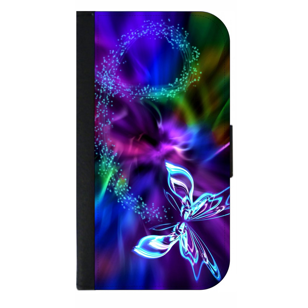 Whimsical Butterfly Wallet Style Cell Phone Case with 2 Card Slots