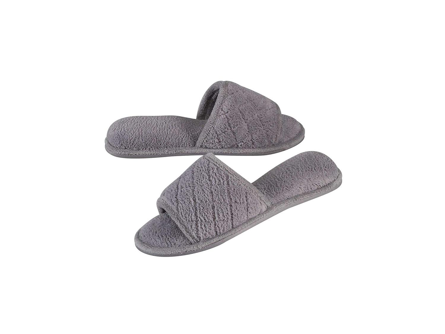 Dearfoams Dearfoams Women's Terry Slide Flat, Ice Berg