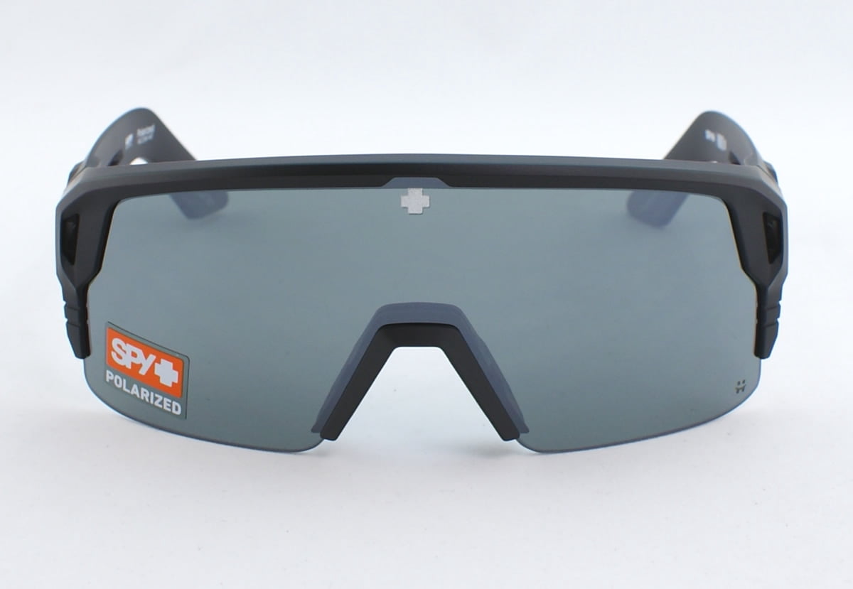 SPY Optic Monolith 5050 Extra-Large Size Sunglasses for Men (Black Matte and Happy Gray Green Polar with Black Spectra Mirror)