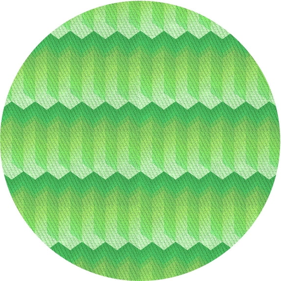 Ahgly Company Machine Washable Indoor Round Transitional Emerald Green Area Rugs, 5' Round