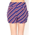 thumbnail image 3 of Women’s Regular American Flag Diagonal Printed Pleated Pockets Harem Shorts - L/X, 3 of 3