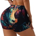 thumbnail image 1 of Balery Colorful Flower Goat Pantalones cortos de entrenamiento estampados para mujer, sin costuras, ajustados, para gimnasio, yoga, correr, deportes, ejercicio activo, fitness.-Small, 1 of 8