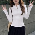 thumbnail image 7 of Wutalume Women's Slim Fit Stand Collar Nylon Sun Jacket Long Sleeve Lightweight Cardigan for Yoga Fitness Running Outdoor Sports,White XL, 7 of 7