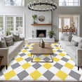 thumbnail image 3 of Yellow Grey Plaid Area Rugs 8'x10', Washable Small Throw Rugs for Living Room Patio, Modern Geometric Minimalist Checkered Indoor Outdoor Rug Non-Slip Low Pile Carpet Runner Reversible Floor Mats, 3 of 8