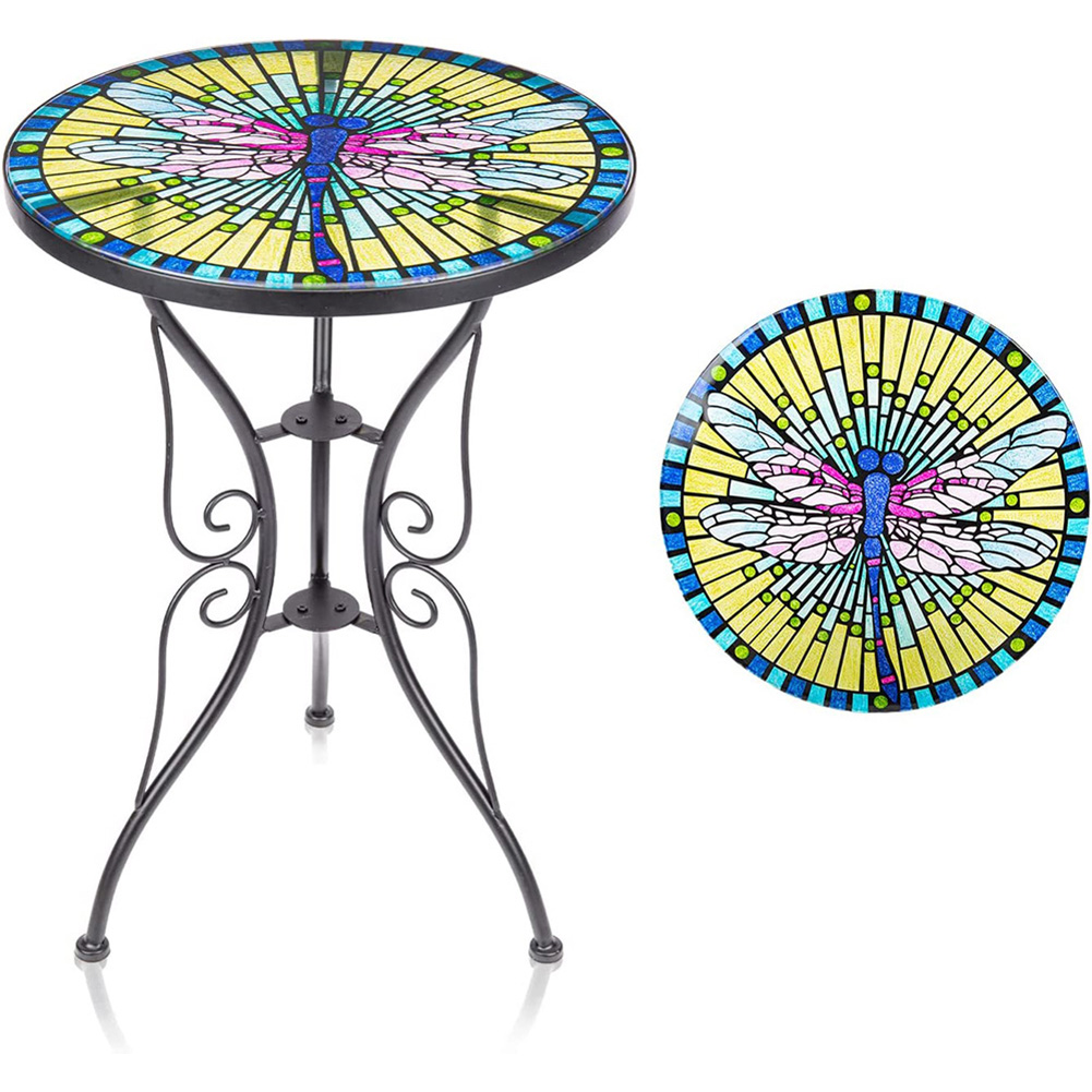 Patio Side Table Outdoor Accent Table Bistro Coffee Table Plant End