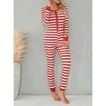 thumbnail image 3 of JYYYBF Woman's Christmas Stripe One-piece Pajamas, Sexy Round Neck Long Sleeve Slim Elastic Jumpsuit, Daily Life and Holiday, 3 of 8