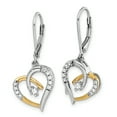 thumbnail image 2 of 14k Yellow and White Gold Diamond Heart Leverback Earrings 14k Two-tone Earrings, 2 of 2