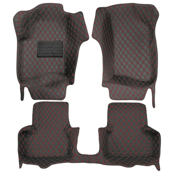 Tuqiang Floor Mats Carpet Nissan Versa 2012–2019 N17 Premium Automotive Floor Liners Crafted from Durable PU Leather for All-Weather Vehicle Protection Black and Red