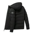 thumbnail image 5 of IYTR Men's Heating Jackets Long Sleeve Solid Color Zipper Hooded Neck Jacket Outdoor Warm Clothing Heated For Riding with Pockets Black L, 5 of 7