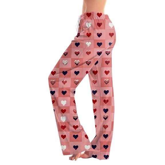 Women's Pants Mask Print Elastic Waist Joggers with Pocket Carnival Casual Pants Pajama Pant Loose Party L
