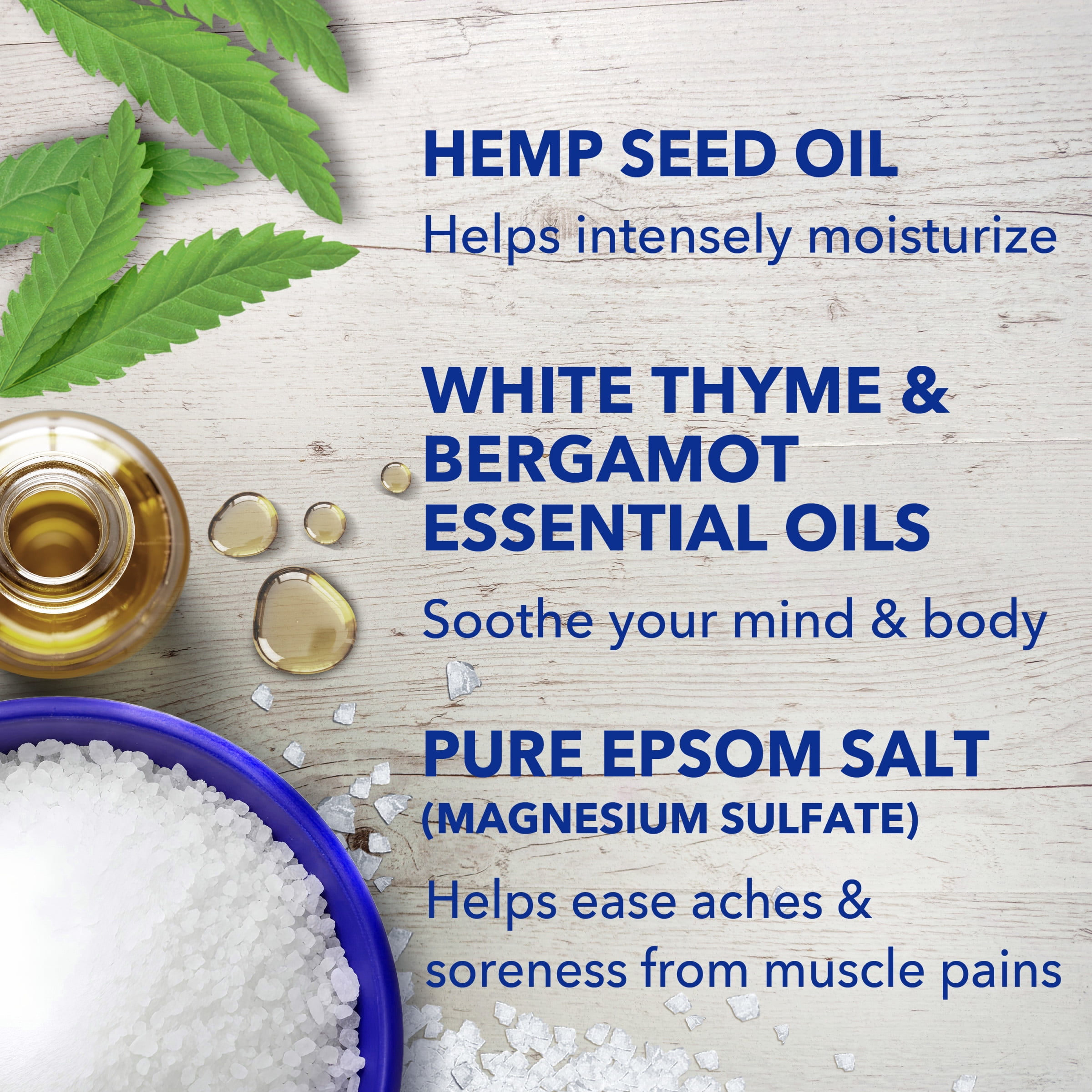 Dr Teal's Epsom Salt Magnesium Soak, Cannabis Sativa Hemp Seed Oil, 3 lbs