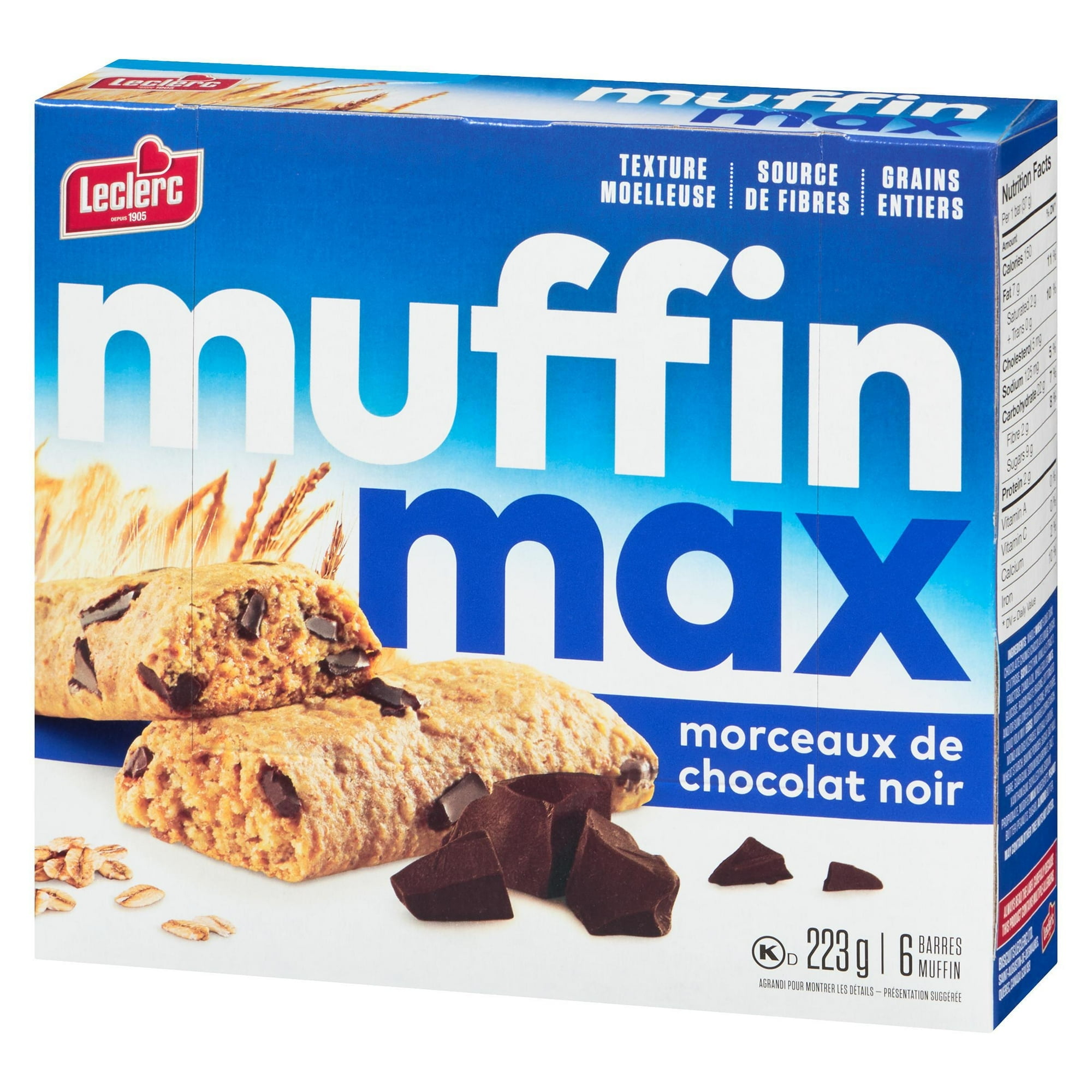 Barres muffin de chocolat noir Muffin Max en morceaux 223 g / 6 barres muffin