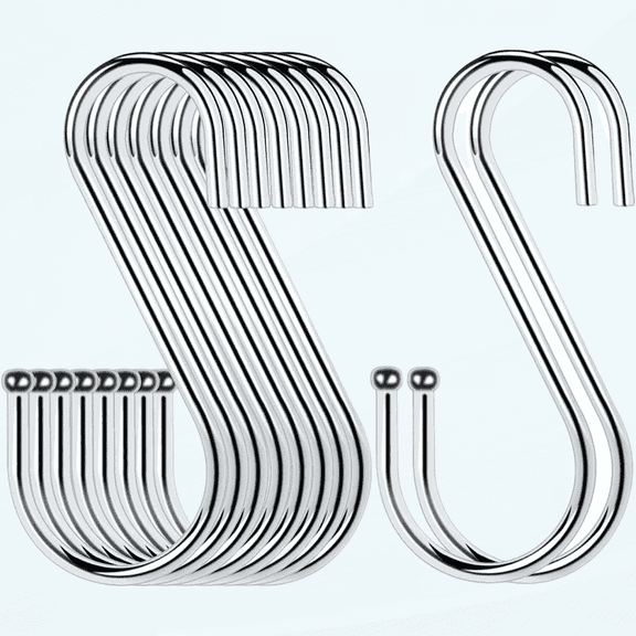 30 Pack S Hooks for Hanging Closet, Heavy Duty S Hooks Silver Metal S Shaped Hooks for Hanging Plants,Pan Rack, Jeans Hooks for Closet, Bags,Utility Hooks for Kitchen,Garden-3.5 Inch S Hooks