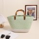 thumbnail image 3 of Bolso de mano tejido para mujer bolsos tejidos con retazos para vacaciones en la playa (verde), 3 of 9