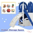 thumbnail image 5 of 5 in 1 Toddler Slide and Swing Set, Kids Play Climber Slide Swing Playset with Safety Belt, Basketball Hoop and Storage Space for Toddlers Age 1-3, Freestanding Slide Playset for Indoor Outdoor, Blue, 5 of 9
