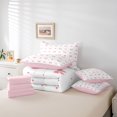 thumbnail image 6 of Manfei Cartoon Cute Bow 7-Piece Twin Bedding,Pink Princess Bowknot Bedding Comforter Set,Pink Reversible, 6 of 7
