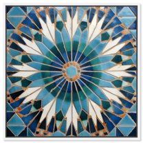 Zellige Art Tile Canvas Retro Geometric Abstract Wall Art by Art Remedy, White Frame, 30" x 30"