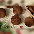 thumbnail image 6 of 2025 CISIL & 12-Count Christmas Tree Ornaments Flocked Brown Balls Xmas Bulbs Decorations Set 8cm 3.15In, 6 of 8