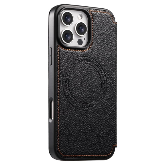 for iPhone 16e/17e Case Wallet Compatible with MagSafe, Ultra Slim PU Leather Flip Card Slots Holder Stand Shockproof Magnetic Women Men Phone Cover for iPhone 16e/17e, Black