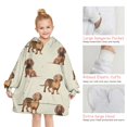 thumbnail image 6 of Dachshund Footprint Blanket Hoodies for Kids 6-13YR Oversize Wearable Blanket Hoodies for Boys Girls Teens, 6 of 7