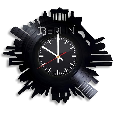YanGxx Berlin City Germany Europe Brandenburg Gate Vinyl Wall Clock, Vinyl Record Handmade Art Decor for Home Room Kitchen, Vintage Original Gift for Any Occasion, Party Supplies Decoration