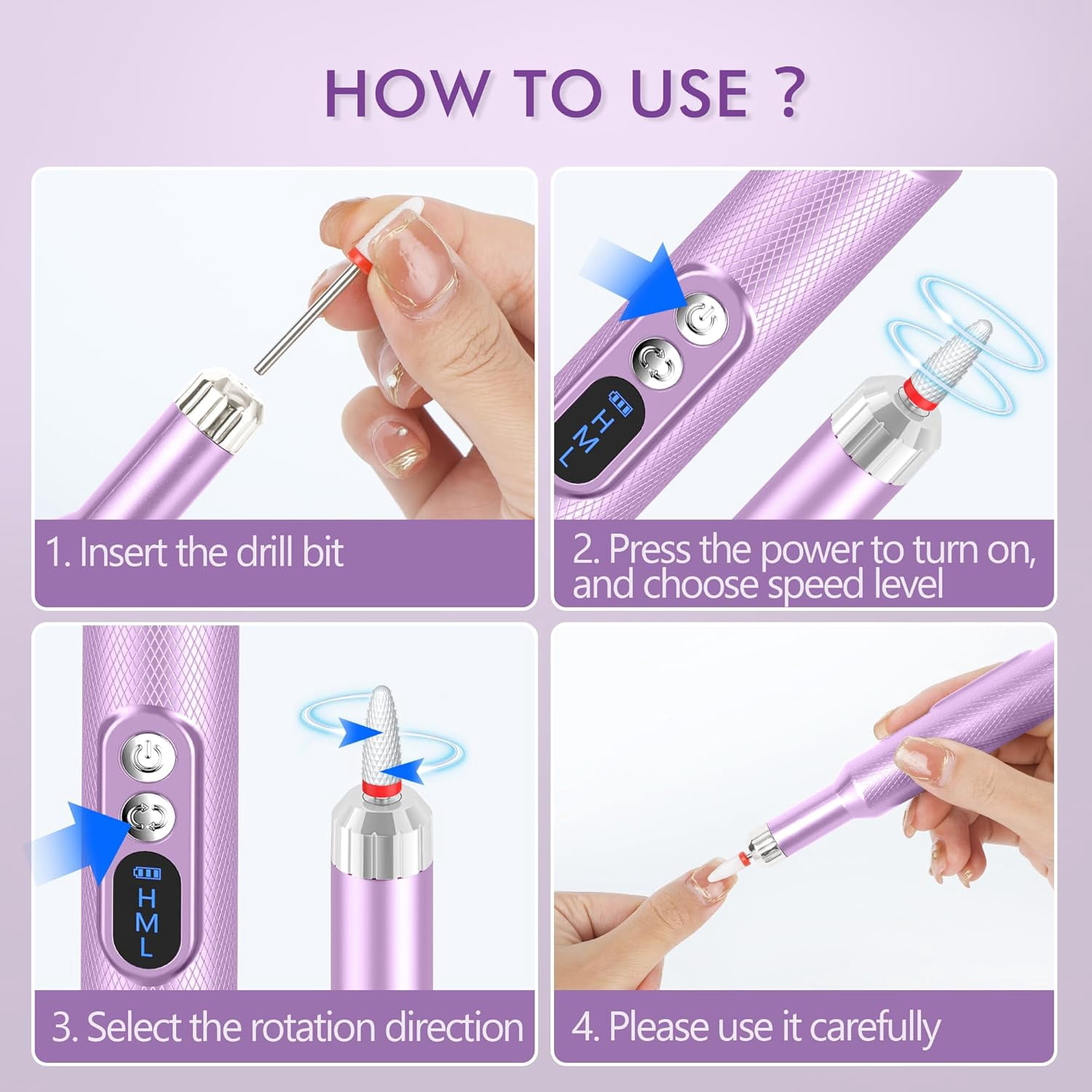 Aorsher Cordless Electric Nail Drill Professional E-File Nail Drill Kit for Acrylic, Gel Nails, Manicure Pedicure Polishing Shape Tools Design for Home Salon Use Gray