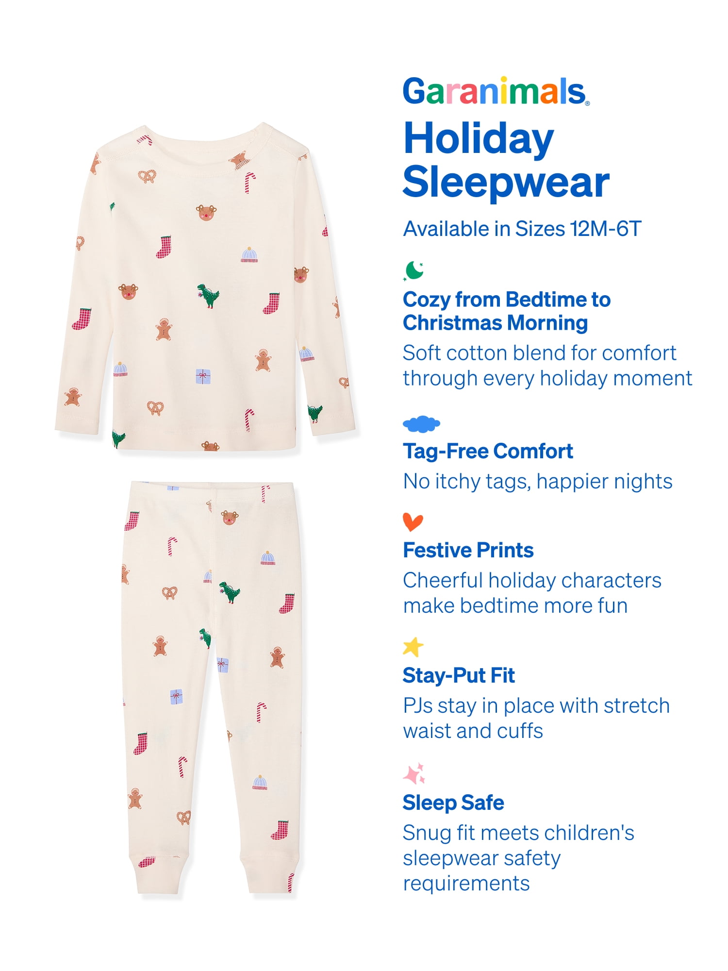 Garanimals Toddler Boy & Girl 2‑Piece Christmas Pajama Set, Sizes 12M–6T