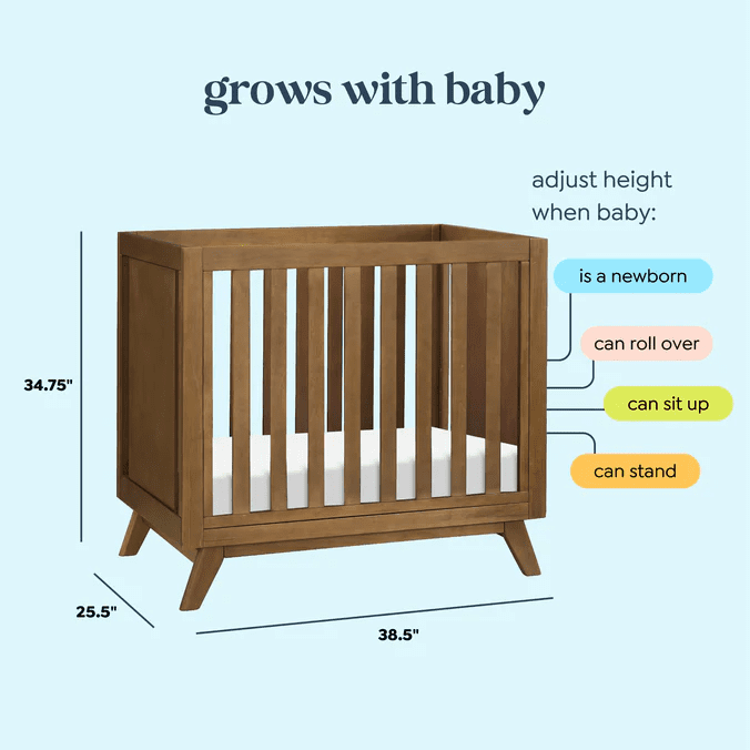 DaVinci Otto 3-in-1 Convertible Mini Crib with 4" Mattress in Walnut