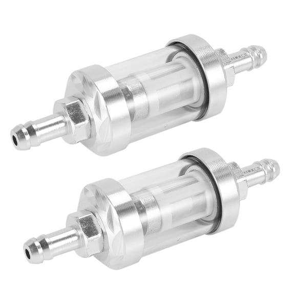 2X Universal Chrome Glass Fuel Petrol crude oil engine Inline Filter 5/16 inch 8mm Silver for Motorcycles,2 x Fuel Petrol crude oil engine Line Filter,Silver