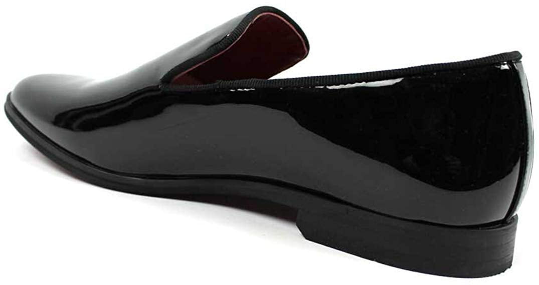 Mens Slip On Black Patent Leather Tuxedo Loafer Dress Shoes Santino Luciano C350 