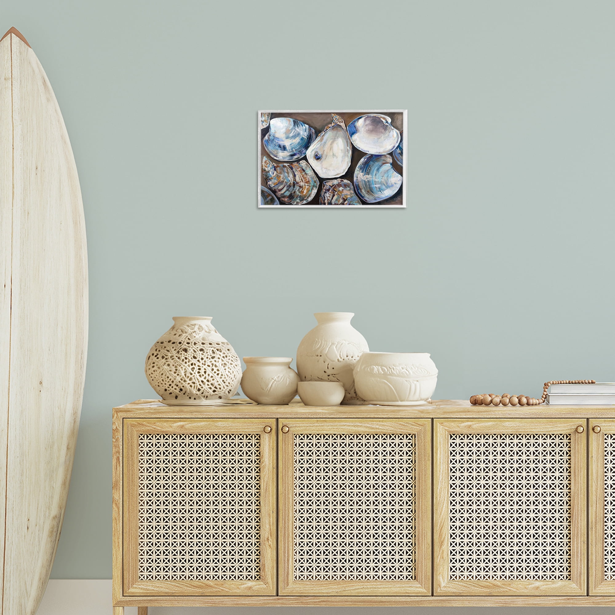 Stupell Industries Varied Seashell Shucks Animals & Insects Painting White Framed Art Print Wall Art, 18 x 12