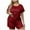 Wine(1), variant on Diufon Pajama Set Shorts for Women Plus Size Crewneck Short Sleeve Tops & Elastic Waist Shorts Homewear Sets