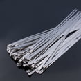 thumbnail image 3 of Stainless Steel Cable Zip Tie, 50 X 500mm Metal Locking Exhaust Pipe Header, Multi Purpose Cable Ties with Smooth Rounded Edges,  Steel Secure Fastening for Construction,, 3 of 7