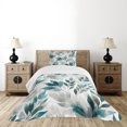 thumbnail image 3 of Ambesonne Teal Quilted Bedspread Set 2 Pcs, Urban Jungle Phantom of Leaves, Twin Size, Purpleblue Petrol Blue, 3 of 4