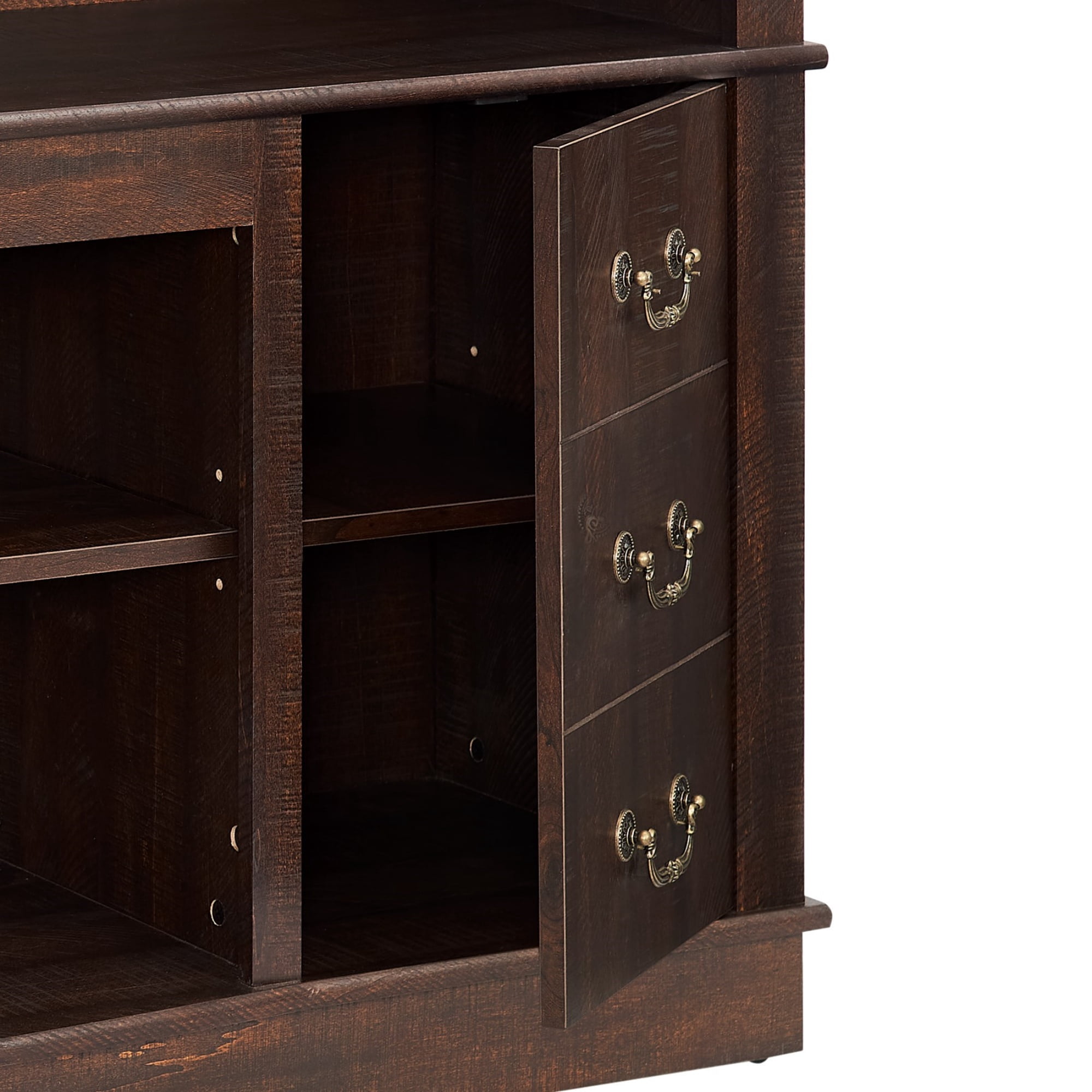 Retro TV Stand with Storage for TVs up to 65", Mid Century Modern TV Stand & Entertainment Center with Shelf, TV Stand for Media, TV Console Table for Living Room Espresso 60"W*15.75"D*34.25"H