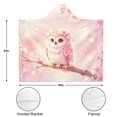 thumbnail image 3 of Pink Owl Wearable Blanket Hoodies for Women Men Adults Owl Lovers Plush Lightweight Floral Owls Hooded Blankets for Camping Office Decor Birthday Gifts 50×60 Inch, 3 of 5