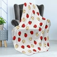 thumbnail image 4 of Fruits Soft Flannel Fleece Throw Blanket, Hand Drawn Vibrant Fruit Slices Products of Summer Harvest Picnic Themed Nature, Cozy Plush for Indoor and Outdoor Use, 50" x 60", Eggshell Red, by Ambesonne, 4 of 5