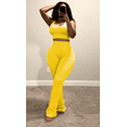thumbnail image 5 of 2 Piece Sets for Women Casual Sweatsuits Sleeveless Tank Top Matching Flare-Leg Pants Outfit Sets Yellow S, 5 of 7