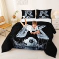 thumbnail image 3 of Castle Fairy Ice Letter R Soccer Splash Full Size Comforter Sets 3 Pieces for Adults,Sport Football Bedding Sets for Sports Lovers,Black Reversible, 3 of 6