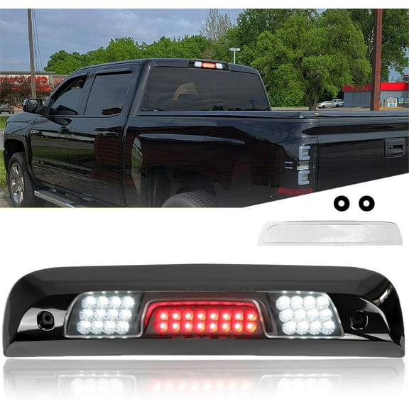 3rd Third Brake Light for 2014 2015 2016 2017 2018 Chevy Silverado GMC Sierra 1500 2500 3500 LED High Mount Stop Third Brake Light, OEM Part Numbers: 23509162 (Smoke Lens)