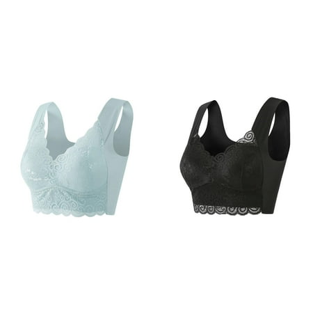 (2-Pack) Rinsvye Lace Bra Plus Size Sports Bra Women Underwear Bralette Bra for Women Crop Top Female Cotton Sports Bras for Women Bra Large Top Female Push Up Brassiere Laced Women S Sports Bras