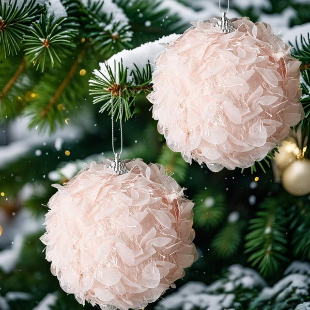Decoraciones Navidad Esferas de Peluche 10CM | Juego de 1 | Colores variados, tamaño compacto, fácil de colgar