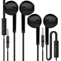 2 Pack Earbuds Headphones Earphones with 3.5mm Wired in Ear Headphone Plug(Built-in Microphone & Volume Control) Compatible with iPhone,iPad,iPod,PC,MP3/4,Android - Black