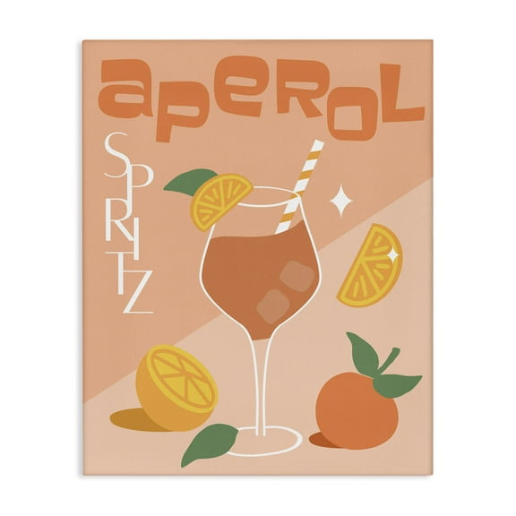 Stupell Industries Aperol Spritz Typography Food & Beverage Painting Wrapped Canvas Art Print Wall Art, 16 x 20