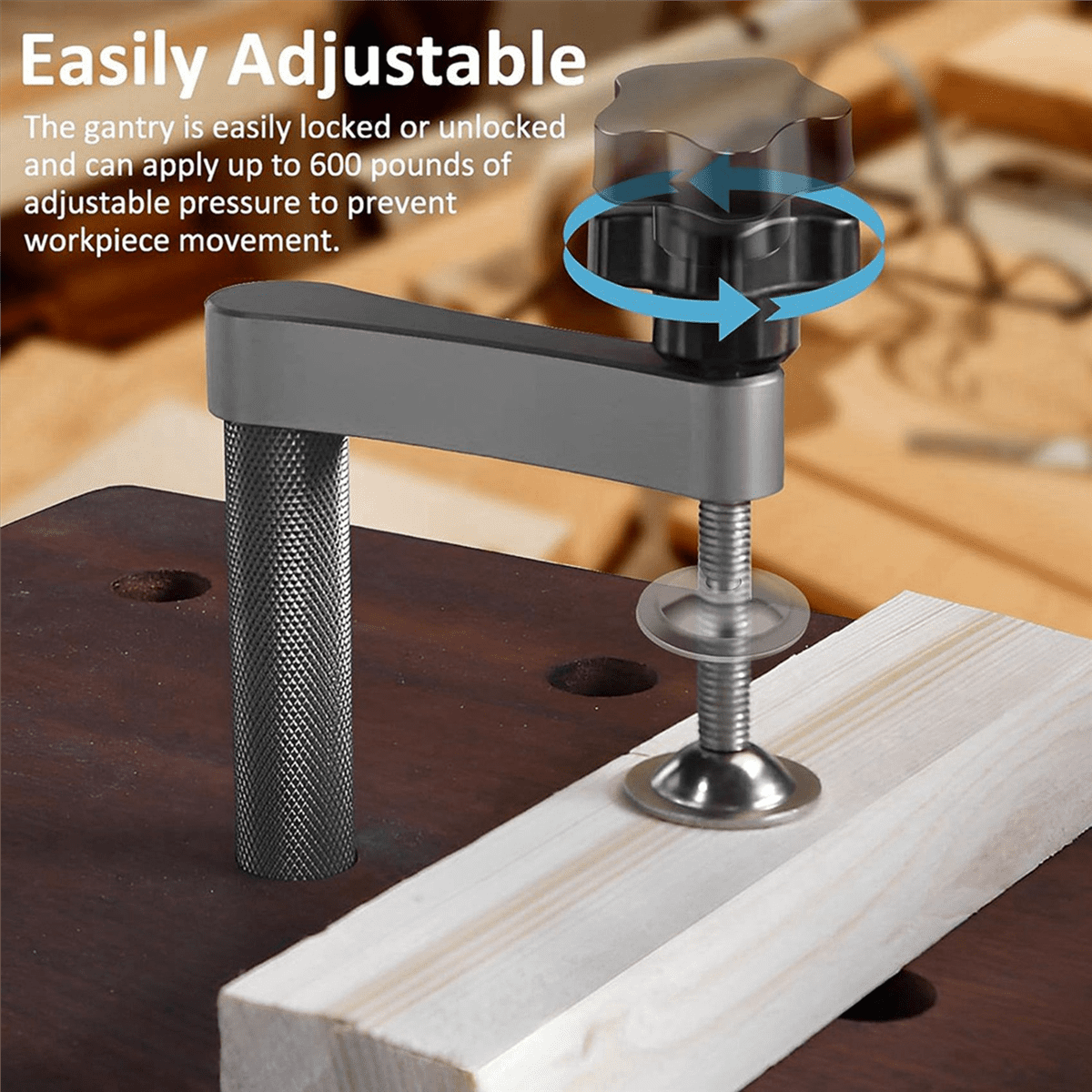 4Pcs Bench Dog Clamp Stainless Steel Dog Hole Clamp Adjustable Bench Desktop Clip for Woodworking (20mm/0.79Inch)