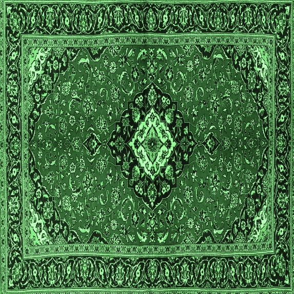 Ahgly Company Indoor Square Persian Emerald Green Traditional Area Rugs, 3' Square