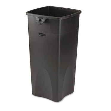 Rubbermaid Commercial 356988BK Untouchable Waste Container, Square, Plastic, 23 gal, Black