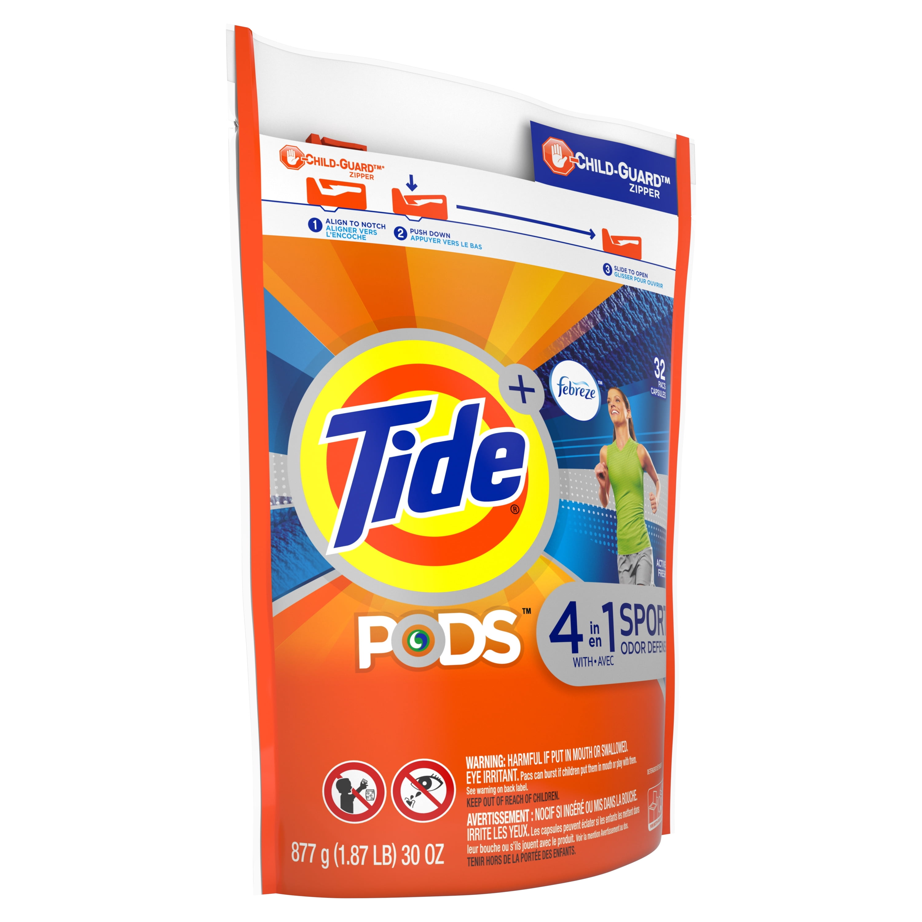 Tide Pods Febreze Sport Odor Defense Laundry Detergent Pacs, 32 Ct