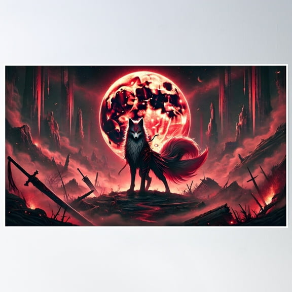 Bloodmoon Howl: The Last Flame Of Ruin Poster Wall Art, Modern Wall Decor, 8x12 UNFRAMED